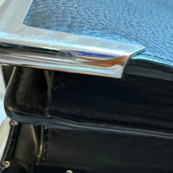 Mackage Black Pebbled Leather Crossbody Bag Arrow Detail & Hardwear Motorcycle - Picture 10 of 12